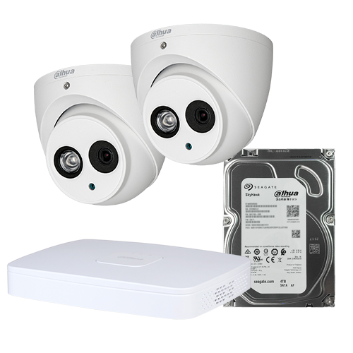 Kit PRO Videovigilancia completo con Videograbado 4ch + 2 cámaras 1080p con microfono + Disco duro 1TB