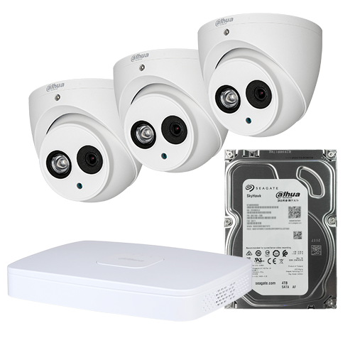 Kit PRO Videovigilancia completo con Videograbado 4ch + 3 cámaras 1080p con microfono + Disco duro 1TB