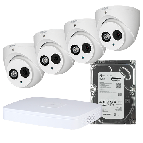 Kit PRO Videovigilancia completo con Videograbado 4ch + 4 cámaras 1080p con microfono + Disco duro 1TB