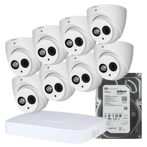 Kit PRO Videovigilancia completo con Videograbado 4ch + 8 cámaras 1080p con microfono + Disco duro 2TB