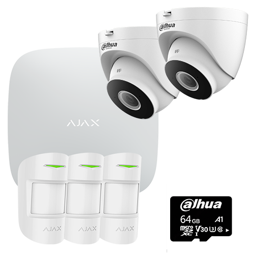 Kit completo alarma inteligente PRO con supervisión instantánea + 2 cámaras IP Domo Wifi con audio + Tarjeta Micro SD