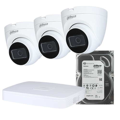 Kit Videovigilancia completo con Videograbado 4ch + 3 cámaras 1080p + Disco duro 1TB