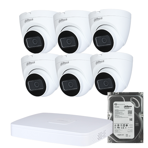 Kit Videovigilancia completo con Videograbado 4ch + 6 cámaras 1080p + Disco duro 2TB