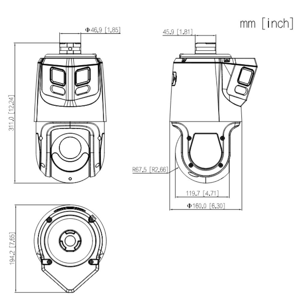 Cámara Domo Dual-PTZ IP 8M+4M TiOC WDR Iluminación Dual LED50m/IR100m 25x IP66 PoE AUDIO E/S AI - Imagen 2