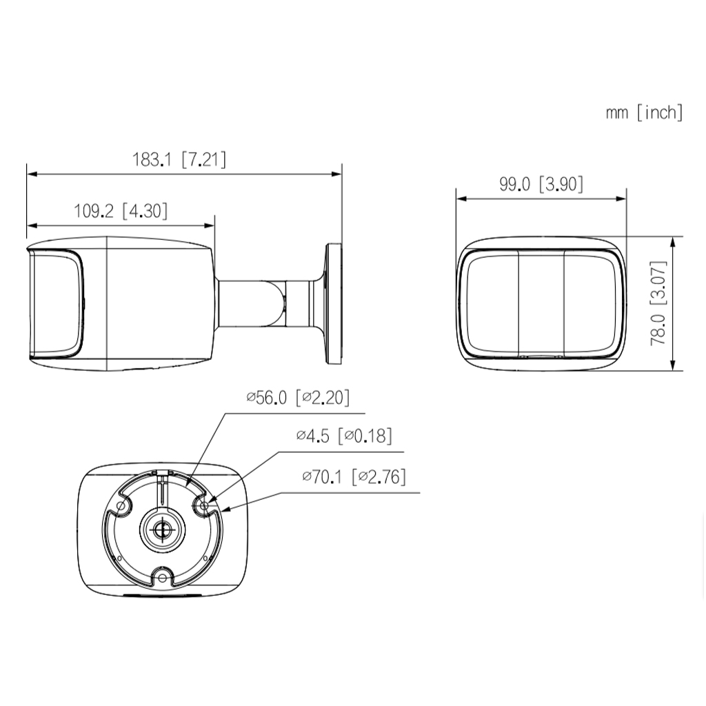 Cámara Tubular IP H265 2x4M TiOC 2.0 DUAL-LENS SPLICING WDR140dB LED20m/IR25m 2.8mm IP67 PoE SD AUDIO MIC E/S AI - Imagen 4